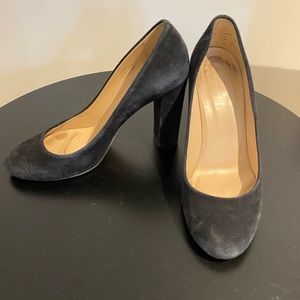 J Crew Black Suede Block Heel Size 8 1/2